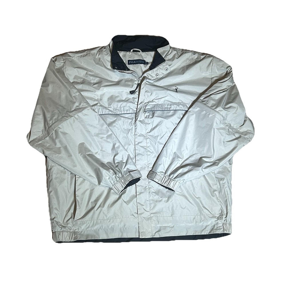 PGA Tour Men's XXL Rain Jacket Windbreaker Mesh Lined Removable Sleeves
